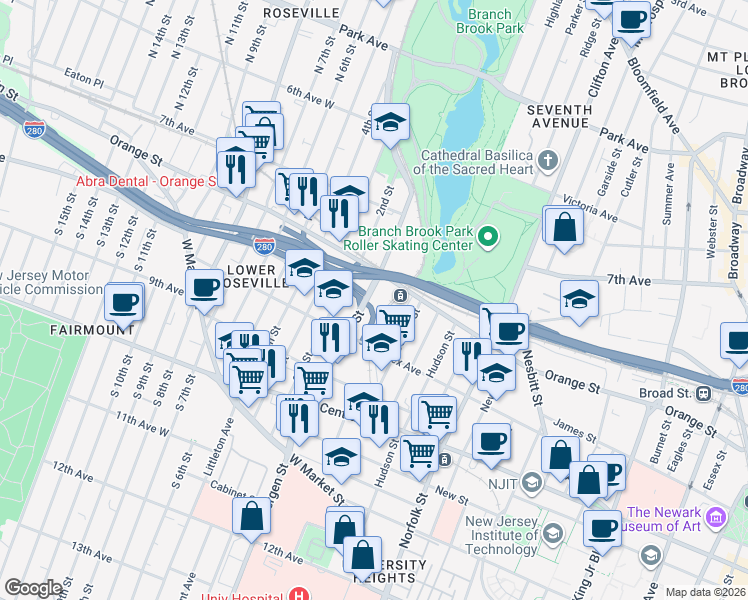 map of restaurants, bars, coffee shops, grocery stores, and more near 143 1st Street in Harrison
