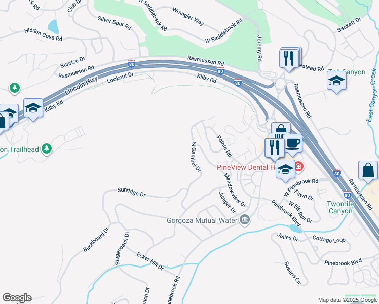 map of restaurants, bars, coffee shops, grocery stores, and more near 8430 Gambel Drive in Park City
