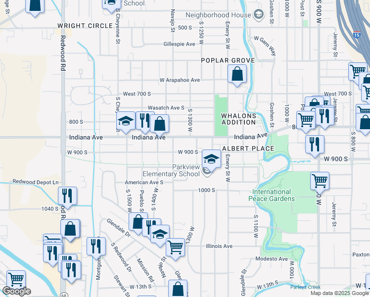 map of restaurants, bars, coffee shops, grocery stores, and more near 1310 West 900 South in Salt Lake City