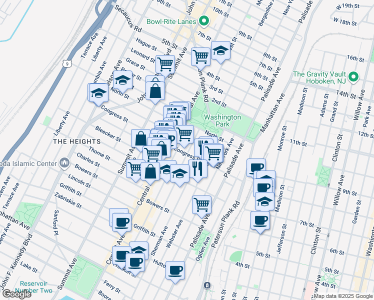 map of restaurants, bars, coffee shops, grocery stores, and more near 231 County Road 667 in Jersey City