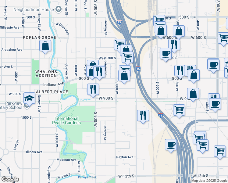 map of restaurants, bars, coffee shops, grocery stores, and more near 801 Genesee Avenue in Salt Lake City