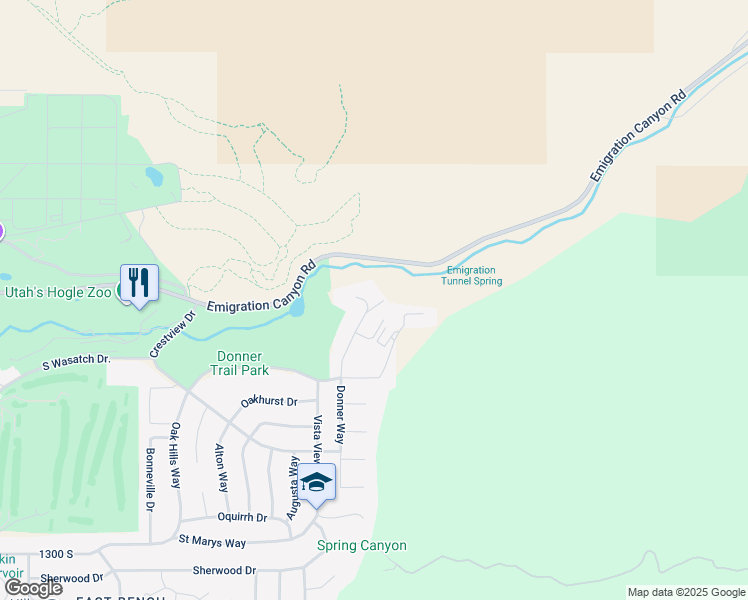 map of restaurants, bars, coffee shops, grocery stores, and more near 875 Donner Way in Salt Lake City
