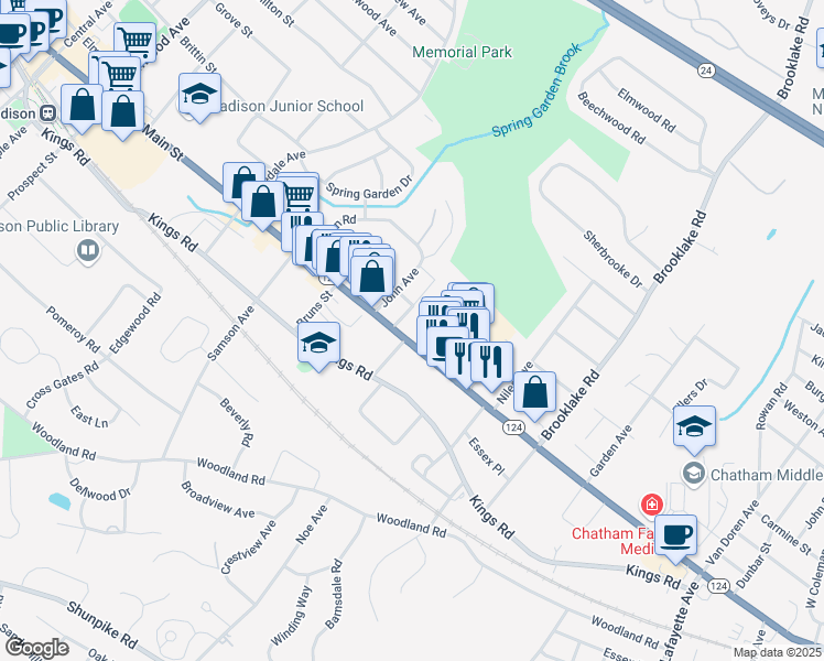 map of restaurants, bars, coffee shops, grocery stores, and more near 278 Main Street in Madison