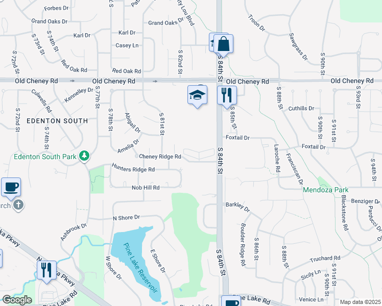 map of restaurants, bars, coffee shops, grocery stores, and more near 8200 Cheney Ridge Road in Lincoln