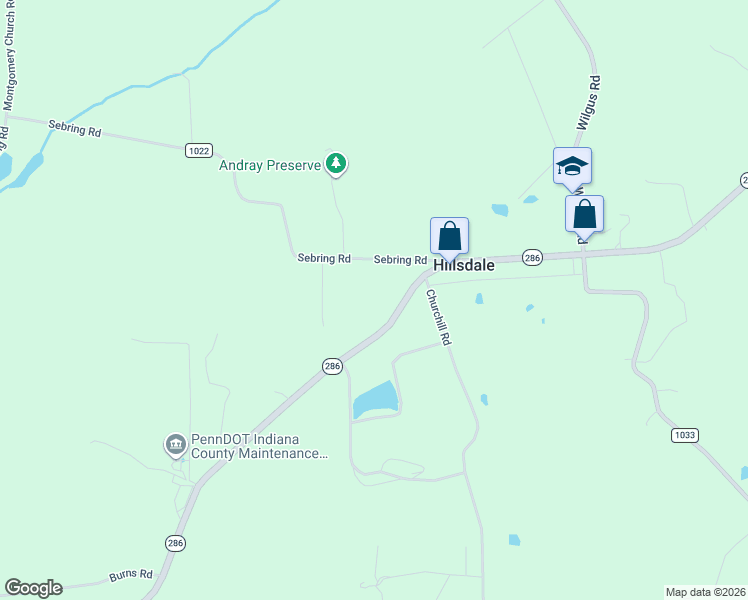 map of restaurants, bars, coffee shops, grocery stores, and more near 3138 Sebring Road in Marion Center