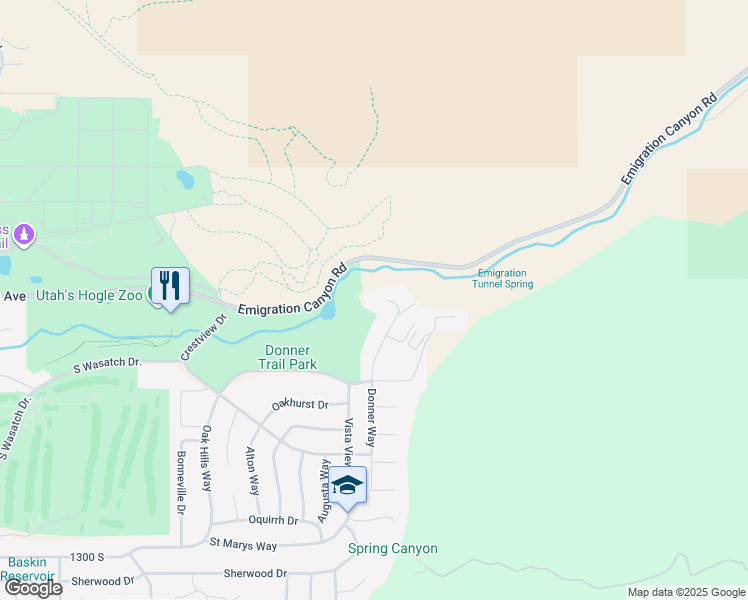 map of restaurants, bars, coffee shops, grocery stores, and more near 850 Donner Way in Salt Lake City