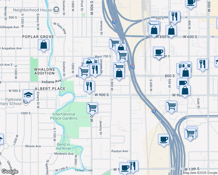 map of restaurants, bars, coffee shops, grocery stores, and more near 831 Genesee Avenue in Salt Lake City