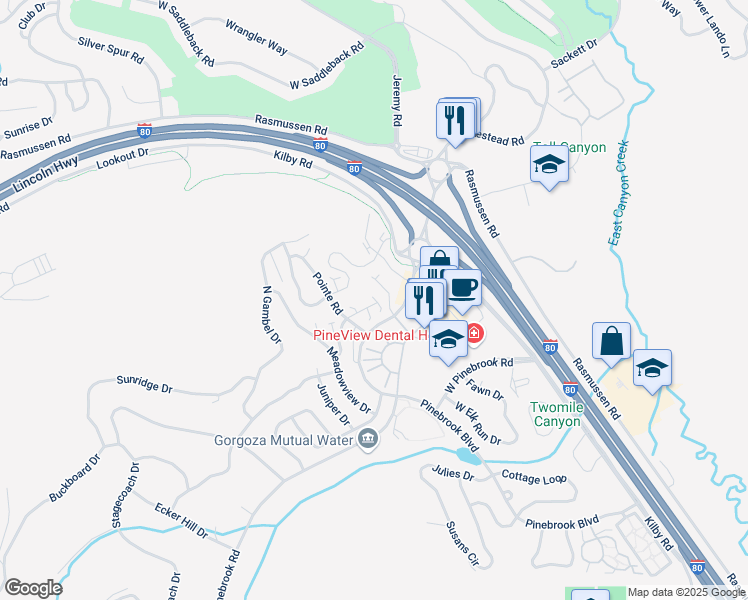 map of restaurants, bars, coffee shops, grocery stores, and more near 8361 Meadowview Court in Park City