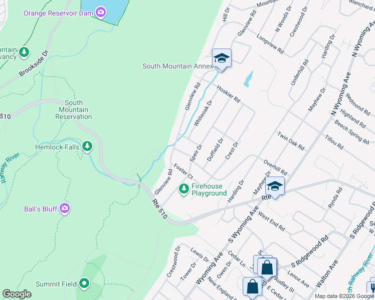 map of restaurants, bars, coffee shops, grocery stores, and more near 17 Overhill Road in South Orange