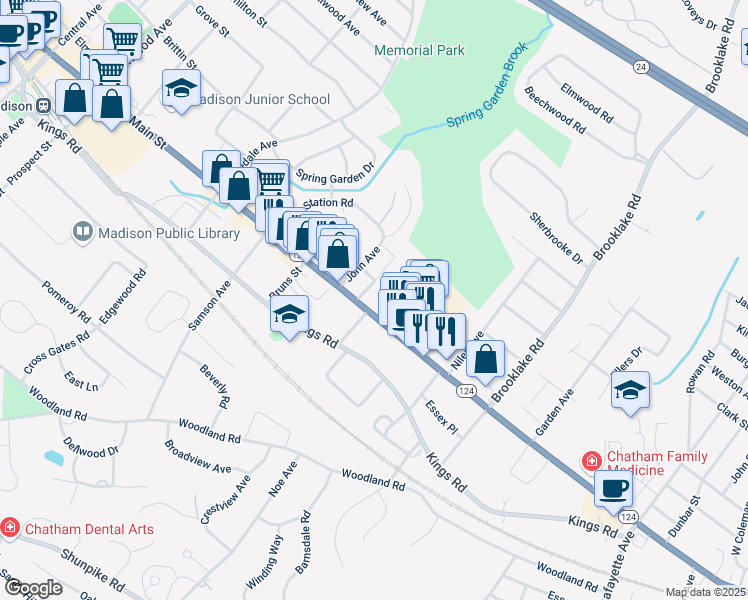 map of restaurants, bars, coffee shops, grocery stores, and more near 278 Main Street in Madison