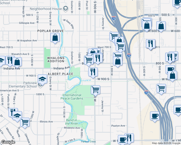 map of restaurants, bars, coffee shops, grocery stores, and more near 935 Genesee Avenue in Salt Lake City