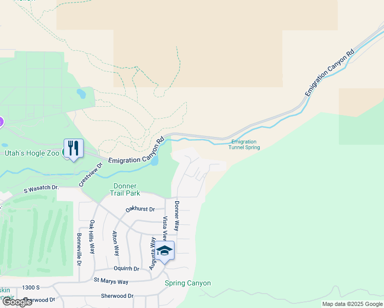 map of restaurants, bars, coffee shops, grocery stores, and more near 875 Donner Way in Salt Lake City