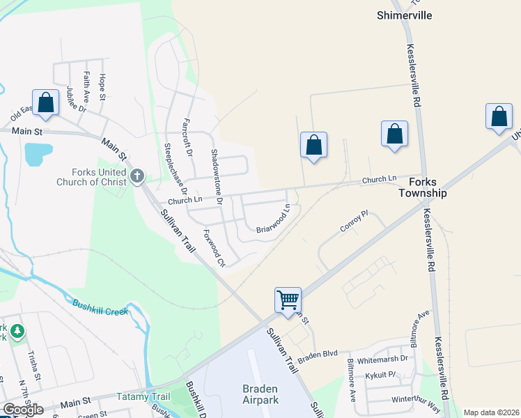 map of restaurants, bars, coffee shops, grocery stores, and more near 1261 Lindenwood Lane in Easton