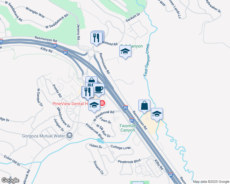 map of restaurants, bars, coffee shops, grocery stores, and more near Lincoln Hwy in Park City