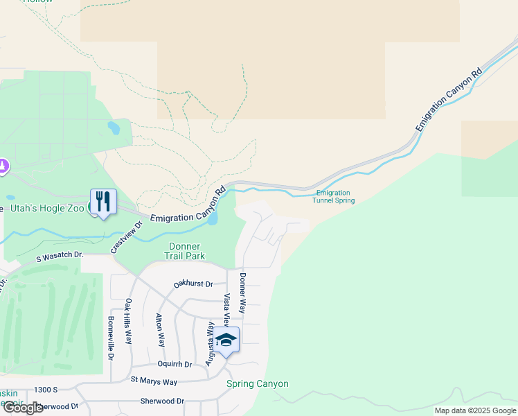 map of restaurants, bars, coffee shops, grocery stores, and more near 875 Donner Way in Salt Lake City