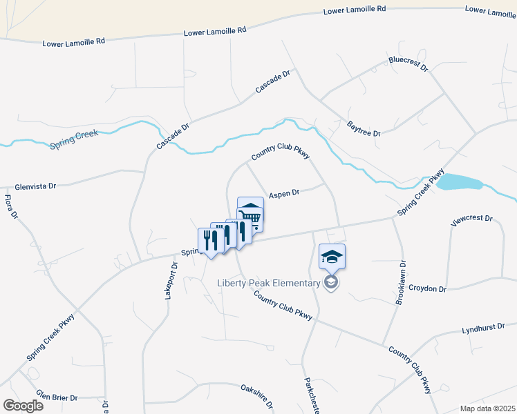 map of restaurants, bars, coffee shops, grocery stores, and more near 294 Aspen Drive in Spring Creek