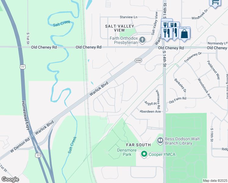 map of restaurants, bars, coffee shops, grocery stores, and more near 6036 Windhaven Drive in Lincoln