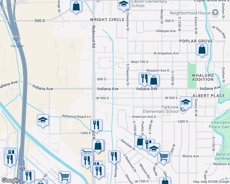 map of restaurants, bars, coffee shops, grocery stores, and more near 868 South Montgomery Street in Salt Lake City