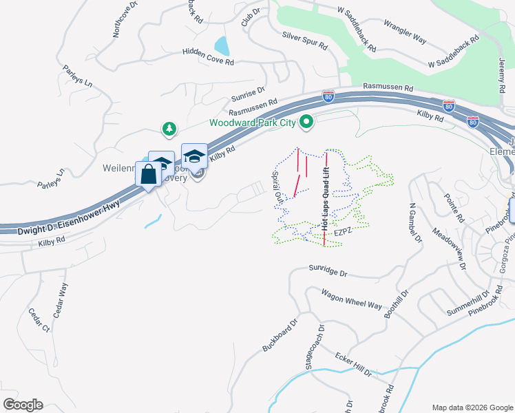 map of restaurants, bars, coffee shops, grocery stores, and more near 4044 West Crest Court in Park City