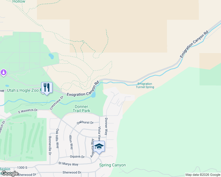 map of restaurants, bars, coffee shops, grocery stores, and more near 875 Donner Way in Salt Lake City