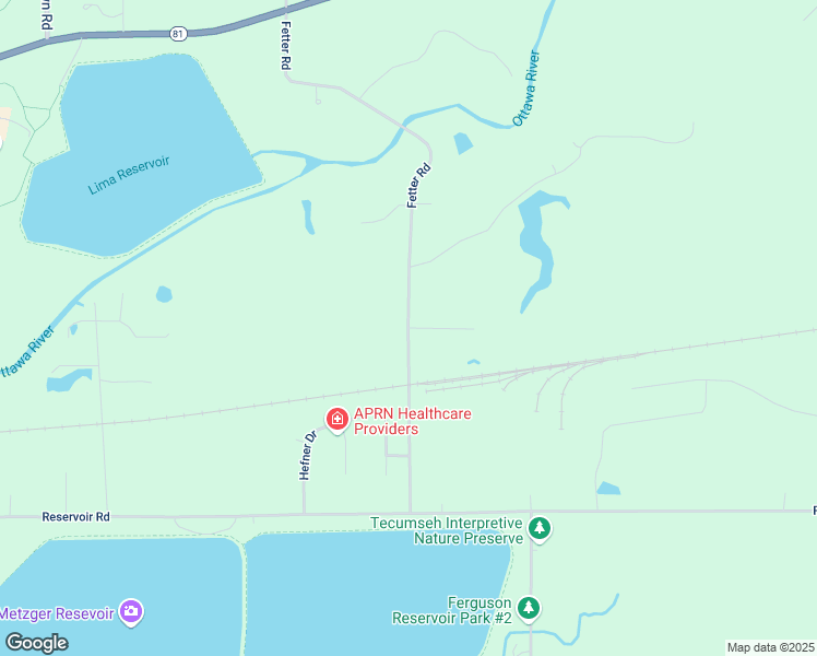 map of restaurants, bars, coffee shops, grocery stores, and more near 913 Fetter Road in Lima
