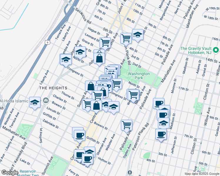map of restaurants, bars, coffee shops, grocery stores, and more near 464 County Road 663 in Jersey City