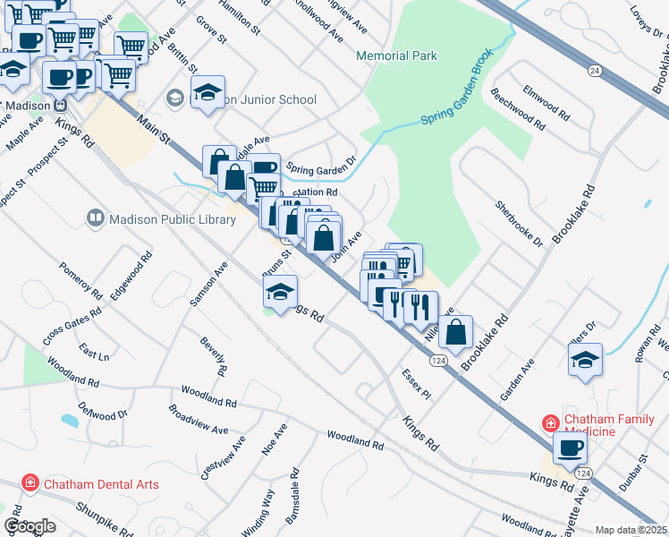 map of restaurants, bars, coffee shops, grocery stores, and more near 278 Main Street in Madison