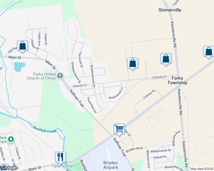 map of restaurants, bars, coffee shops, grocery stores, and more near 1261 Lindenwood Lane in Easton