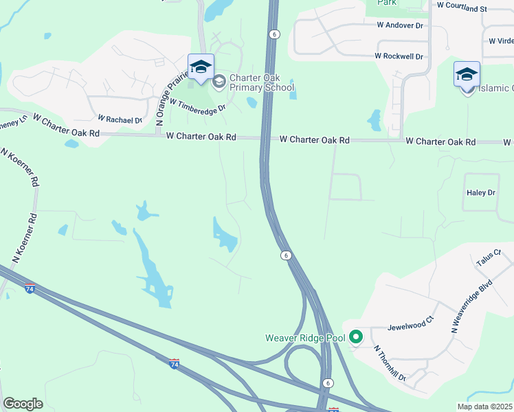 map of restaurants, bars, coffee shops, grocery stores, and more near Highway 6 in Peoria