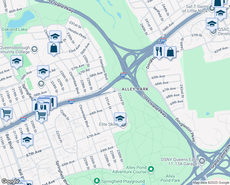 map of restaurants, bars, coffee shops, grocery stores, and more near in Queens