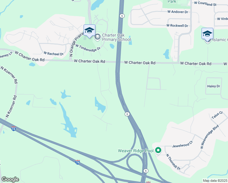 map of restaurants, bars, coffee shops, grocery stores, and more near Highway 6 in Peoria