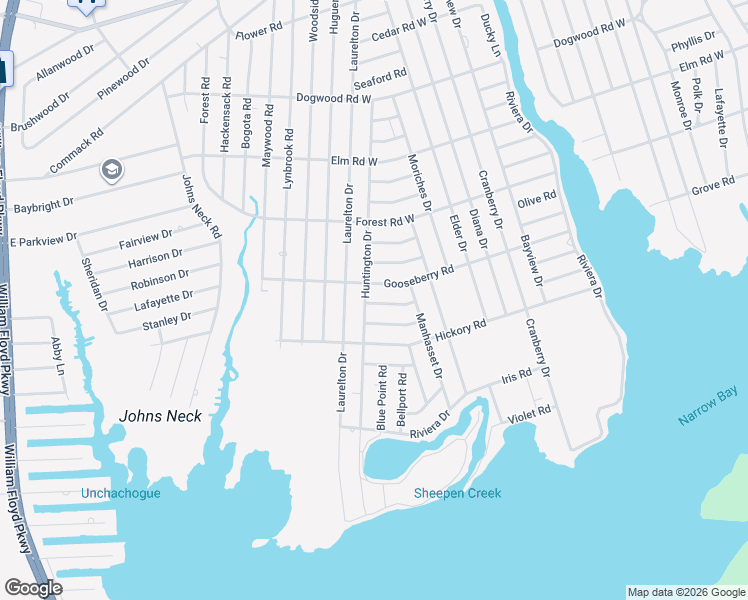 map of restaurants, bars, coffee shops, grocery stores, and more near 128 Huntington Drive in Mastic Beach