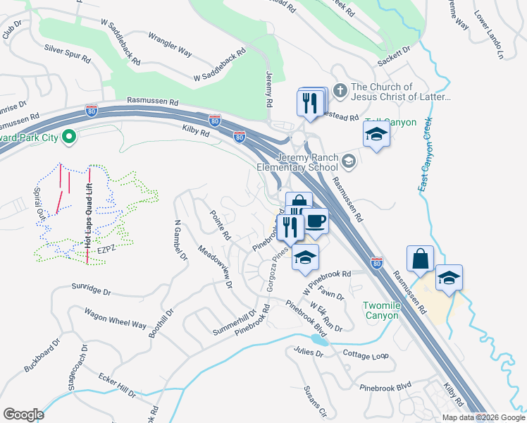 map of restaurants, bars, coffee shops, grocery stores, and more near 3251 Quarry Springs Drive in Summit Park