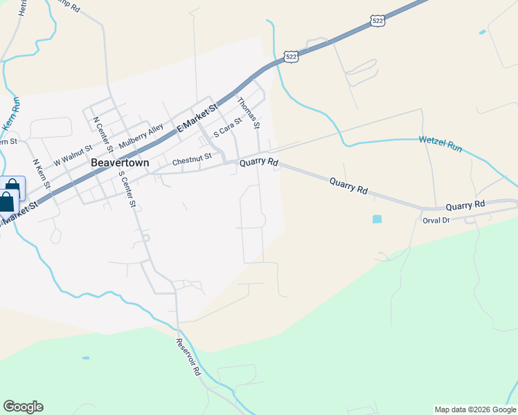 map of restaurants, bars, coffee shops, grocery stores, and more near 105 West Beaver Tale Road in Beavertown