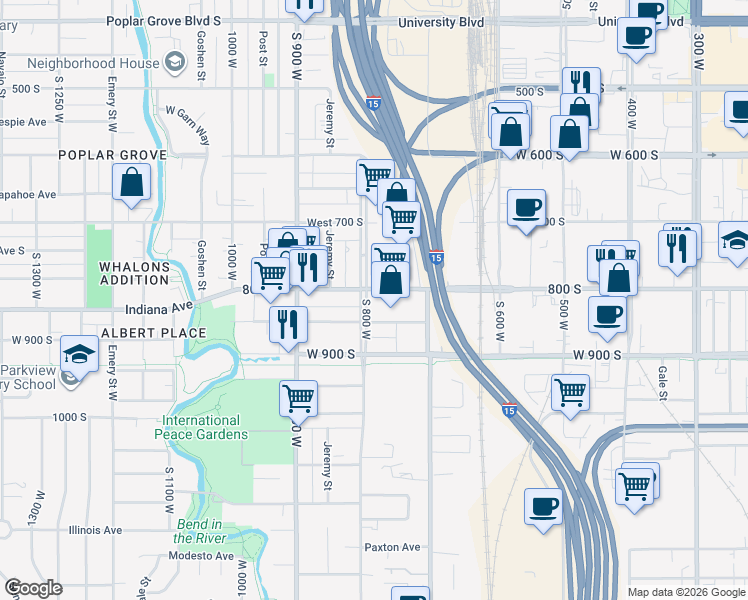 map of restaurants, bars, coffee shops, grocery stores, and more near in Salt Lake City