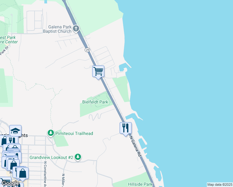 map of restaurants, bars, coffee shops, grocery stores, and more near 2224 East Poplar Lane in Peoria Heights