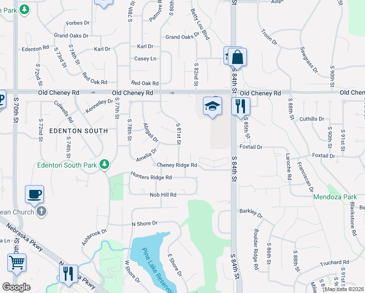 map of restaurants, bars, coffee shops, grocery stores, and more near 6040 South 81st Street in Lincoln