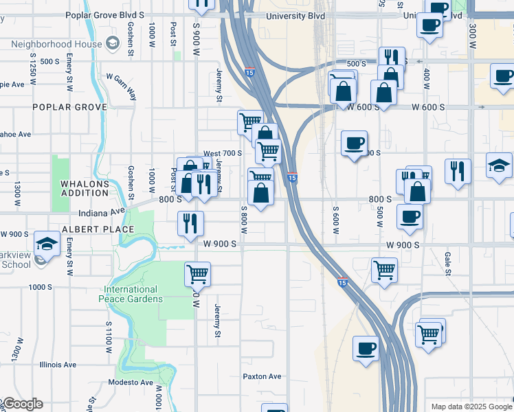 map of restaurants, bars, coffee shops, grocery stores, and more near in Salt Lake City