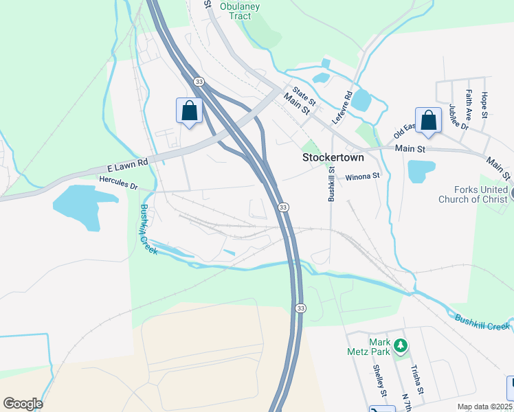 map of restaurants, bars, coffee shops, grocery stores, and more near 409 Hercules Drive in Easton
