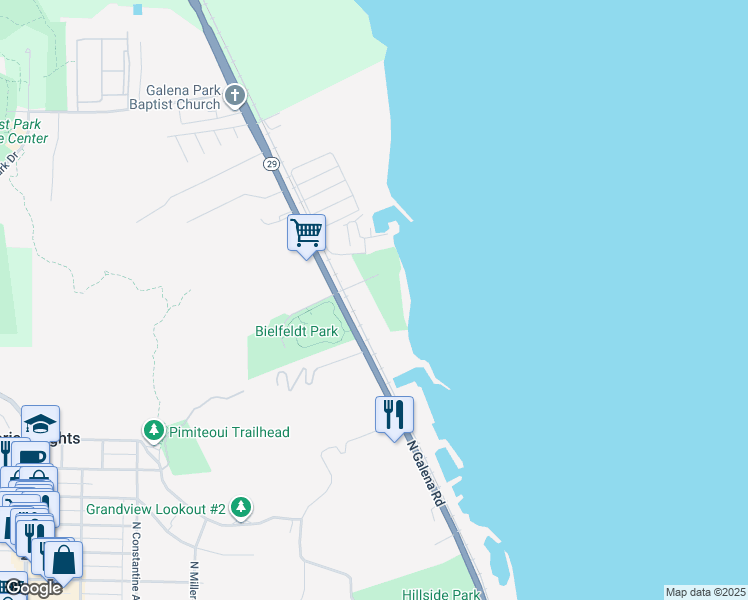 map of restaurants, bars, coffee shops, grocery stores, and more near 2224 East Poplar Lane in Peoria Heights