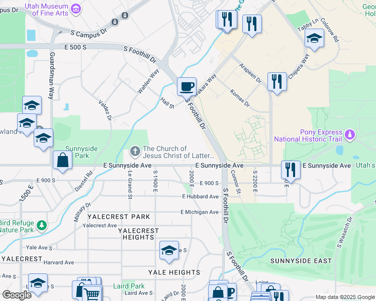 map of restaurants, bars, coffee shops, grocery stores, and more near in Salt Lake City