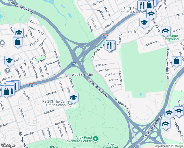 map of restaurants, bars, coffee shops, grocery stores, and more near 4323 West Alley Road in Queens