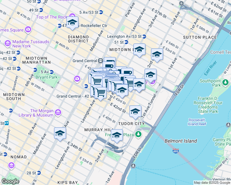map of restaurants, bars, coffee shops, grocery stores, and more near 666 3rd Avenue in New York