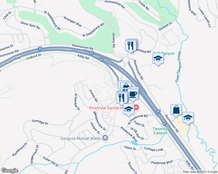 map of restaurants, bars, coffee shops, grocery stores, and more near 3251 Quarry Springs Drive in Park City