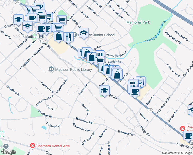 map of restaurants, bars, coffee shops, grocery stores, and more near 10 Samson Avenue in Madison