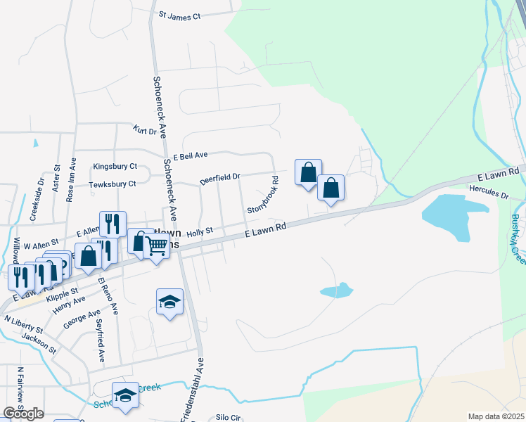 map of restaurants, bars, coffee shops, grocery stores, and more near 508 Stonybrook Road in Nazareth