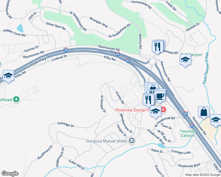 map of restaurants, bars, coffee shops, grocery stores, and more near 3455 Cedar Drive in Park City