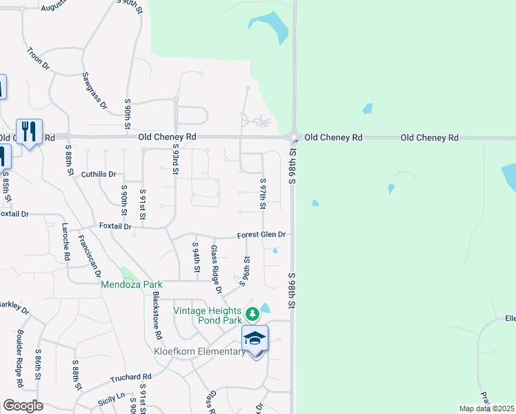 map of restaurants, bars, coffee shops, grocery stores, and more near 9630 Saint Clement Circle in Lincoln