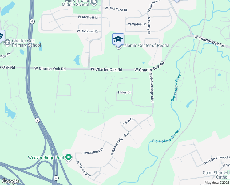 map of restaurants, bars, coffee shops, grocery stores, and more near 5221 North Ashford Drive in Peoria