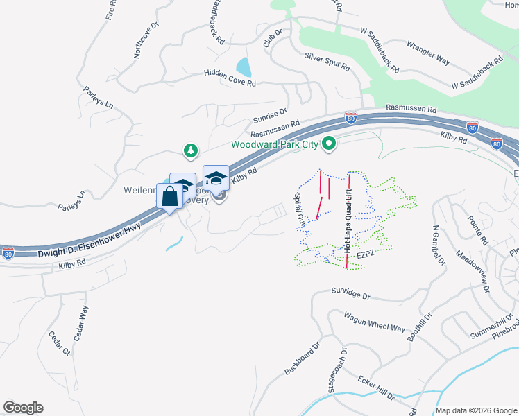 map of restaurants, bars, coffee shops, grocery stores, and more near 4110 West Sierra Drive in Park City